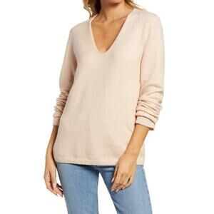 NWT Treasure & Bond V-Neck Long Sleeve Sweater In Pink Hero Size Small
